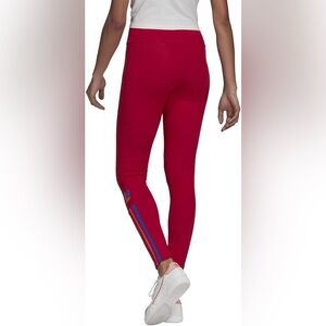 adidas Women's Red Jeggings with Blue Stripe Accent